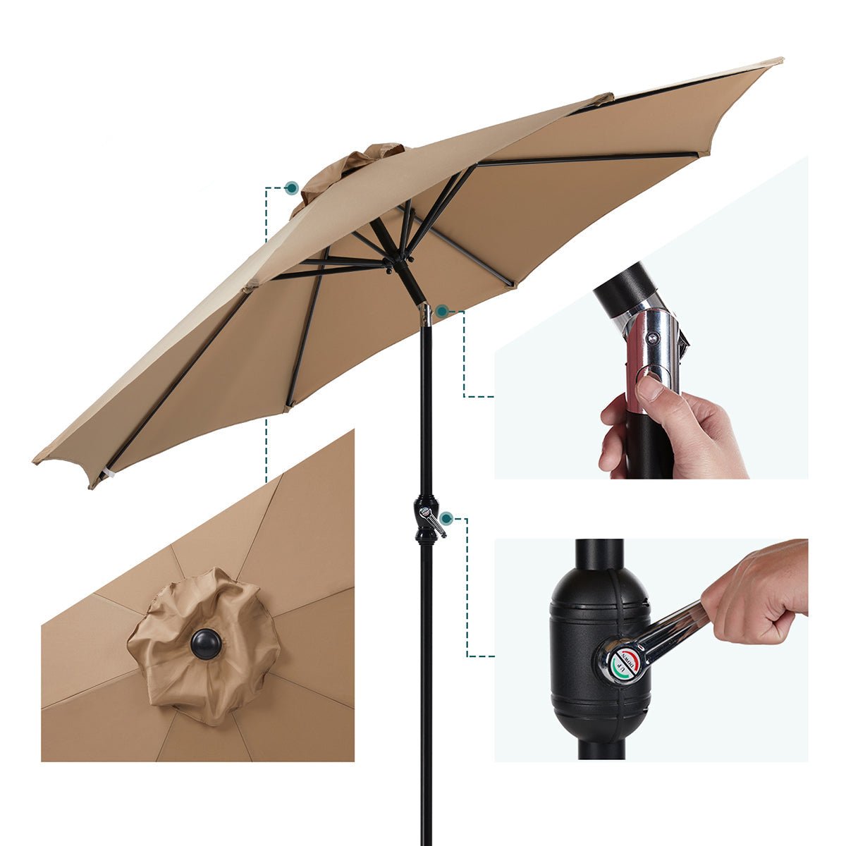 9 Ft Waterproof UV Protection Outdoor Patio Umbrella
