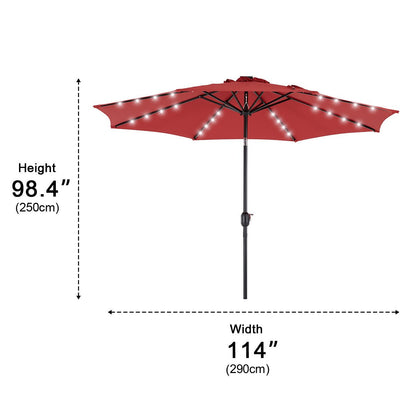 9.5FT Solar LED Light Outdoor Umbrella with Tilt Adjustment
