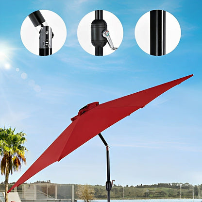 9.5FT Solar LED Light Outdoor Umbrella with Tilt Adjustment