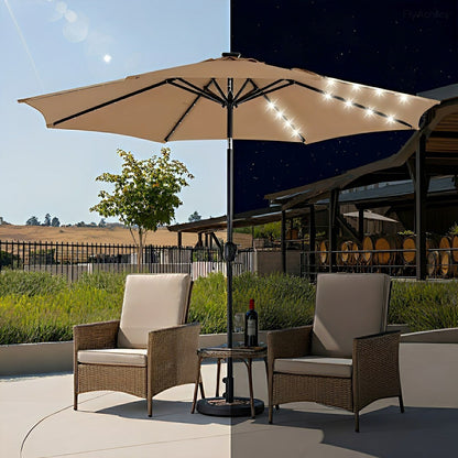 9.5FT Solar LED Light Outdoor Umbrella with Tilt Adjustment