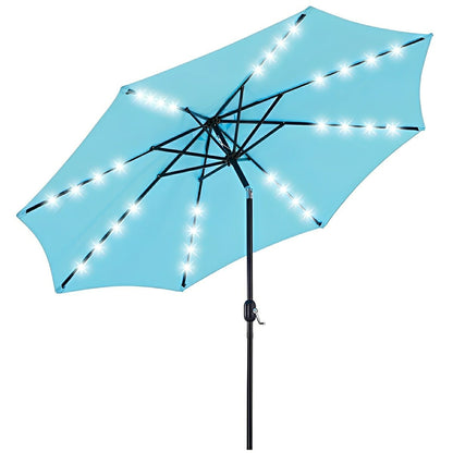 9.5FT Solar LED Light Outdoor Umbrella with Tilt Adjustment