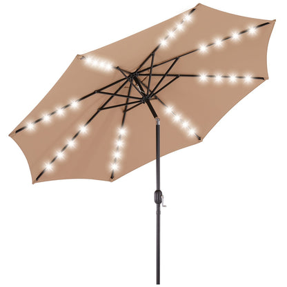 9.5FT Solar LED Light Outdoor Umbrella with Tilt Adjustment
