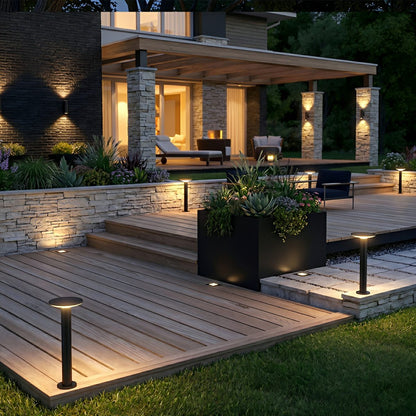 Waterproof Solar Round UFO Shaped LED Path Lights Outdoor Lawn Lights