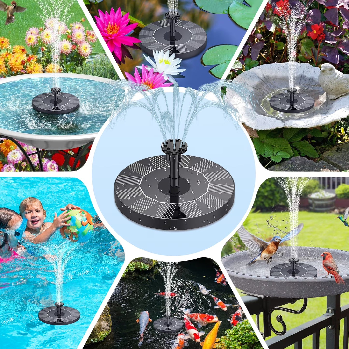 Solar Fountain Pump Floating Pond Water Feature Summer 2026 Eco Friendly Backyard Decor