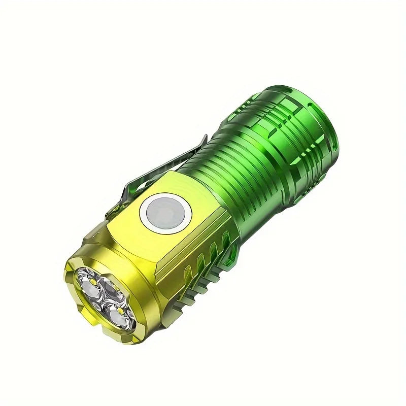 Tactical LED Mini Flashlight - USB Rechargeable 5 Modes Work Light for Hiking, Camping, Car Repair, Portable Torch with Clip & Magnet