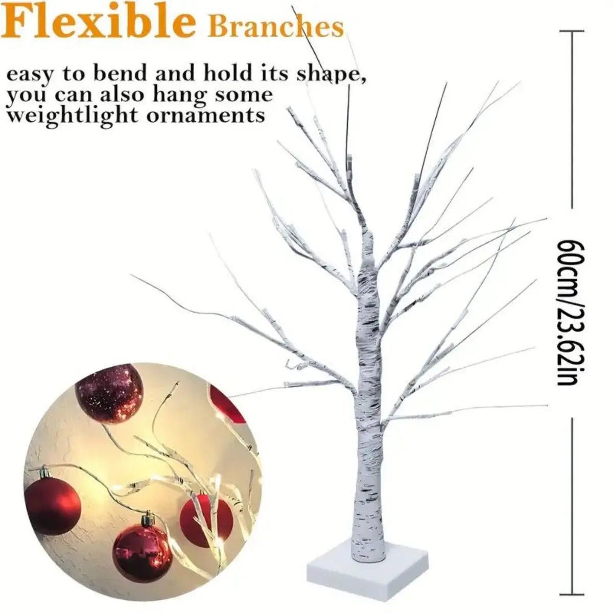 LED Easter Birch Tree Lamp USB Battery Powered Decor