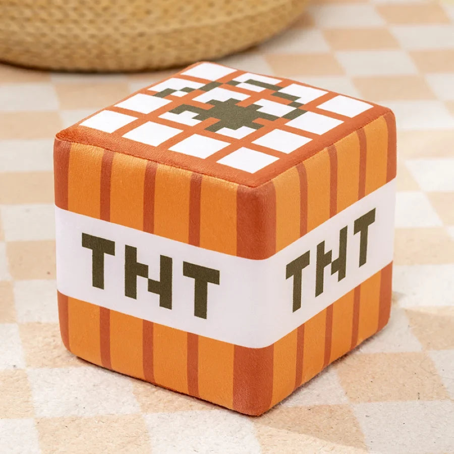 TNT Grass Block Decorative Pillow, Soft Plush Toy for Gaming Room Decor, Green and Brown