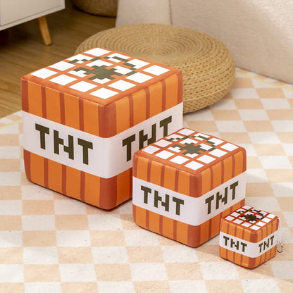 TNT Grass Block Decorative Pillow, Soft Plush Toy for Gaming Room Decor, Green and Brown