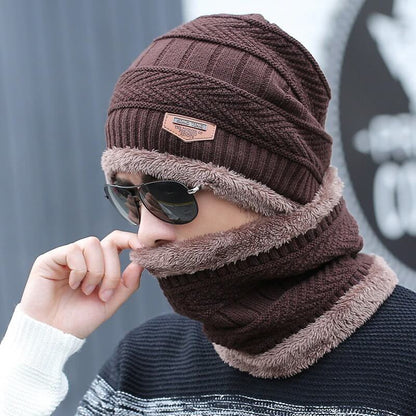 Beanie With Scarf Mens Womens Winter Baggy Slouchy Knit Warm Beanie Hat and Scarf Ski Skull Cap - Flare Shack