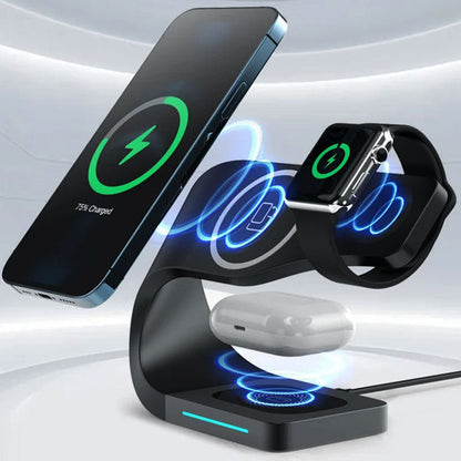Wireless Charging Station 4 In 1 MagSafe Black Minimalist