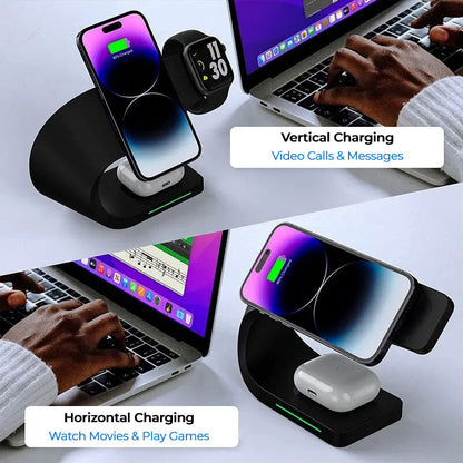 Wireless Charging Station 4 In 1 MagSafe Black Minimalist