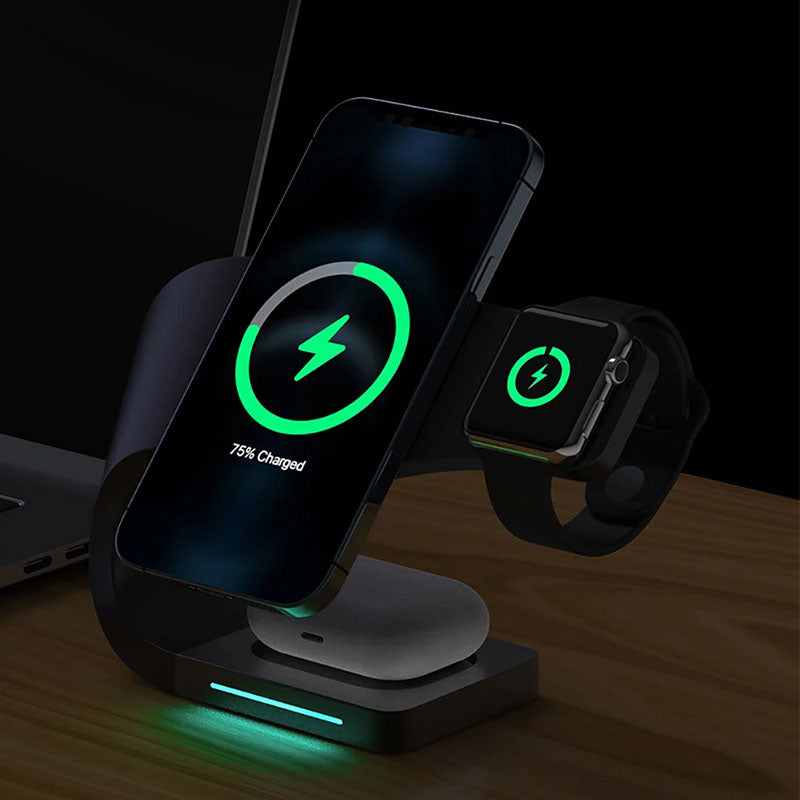 Wireless Charging Station 4 In 1 MagSafe Black Minimalist