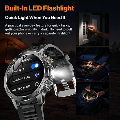 military smartwatch with flashlight