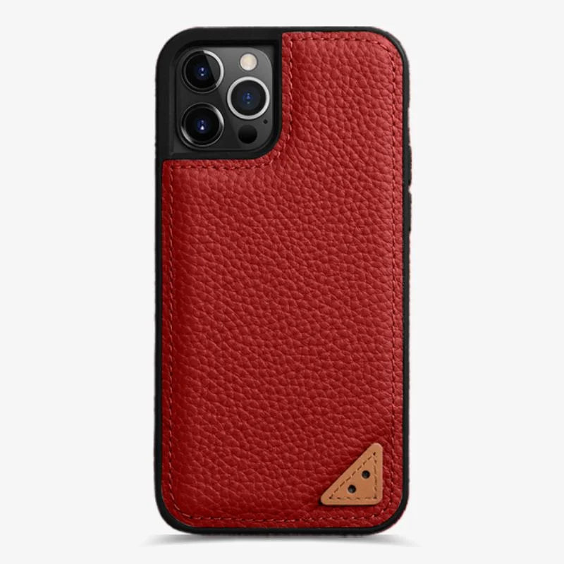 Leather Iphone 13 Case Red Slim Luxury Protective Cover