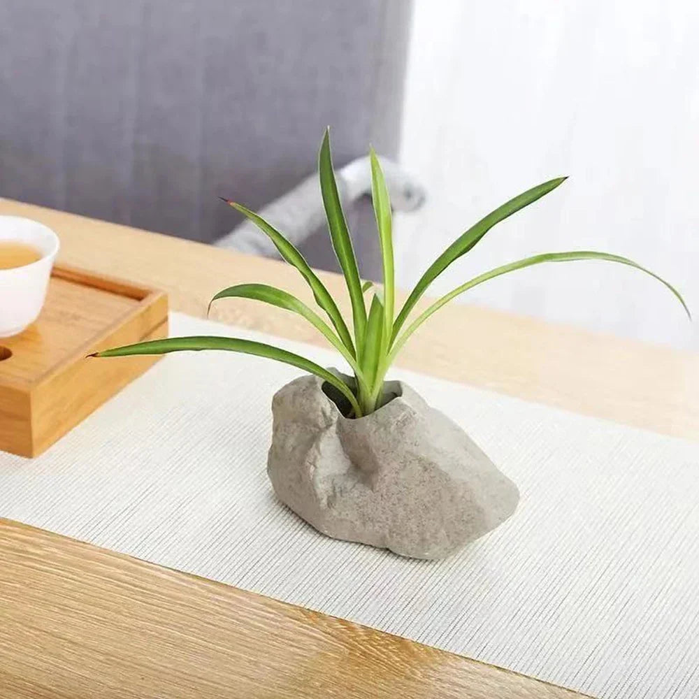 Ceramic Vase Stone Texture Tabletop Sculpture Vase Home Decor Fall 2025 Wedding Centerpiece Rustic Gift
