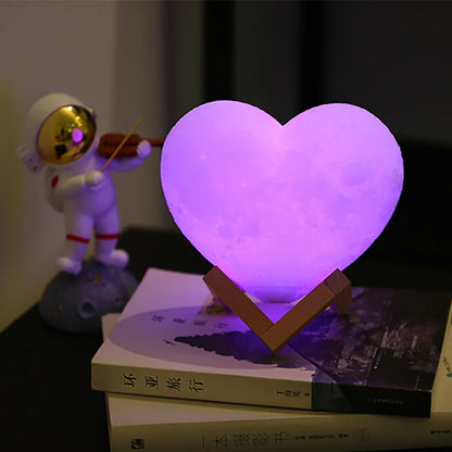 3D Moon Lamp Heart Shape Night Light USB Rechargeable Remote Controlled Romantic Decor Fall 2025 Gift