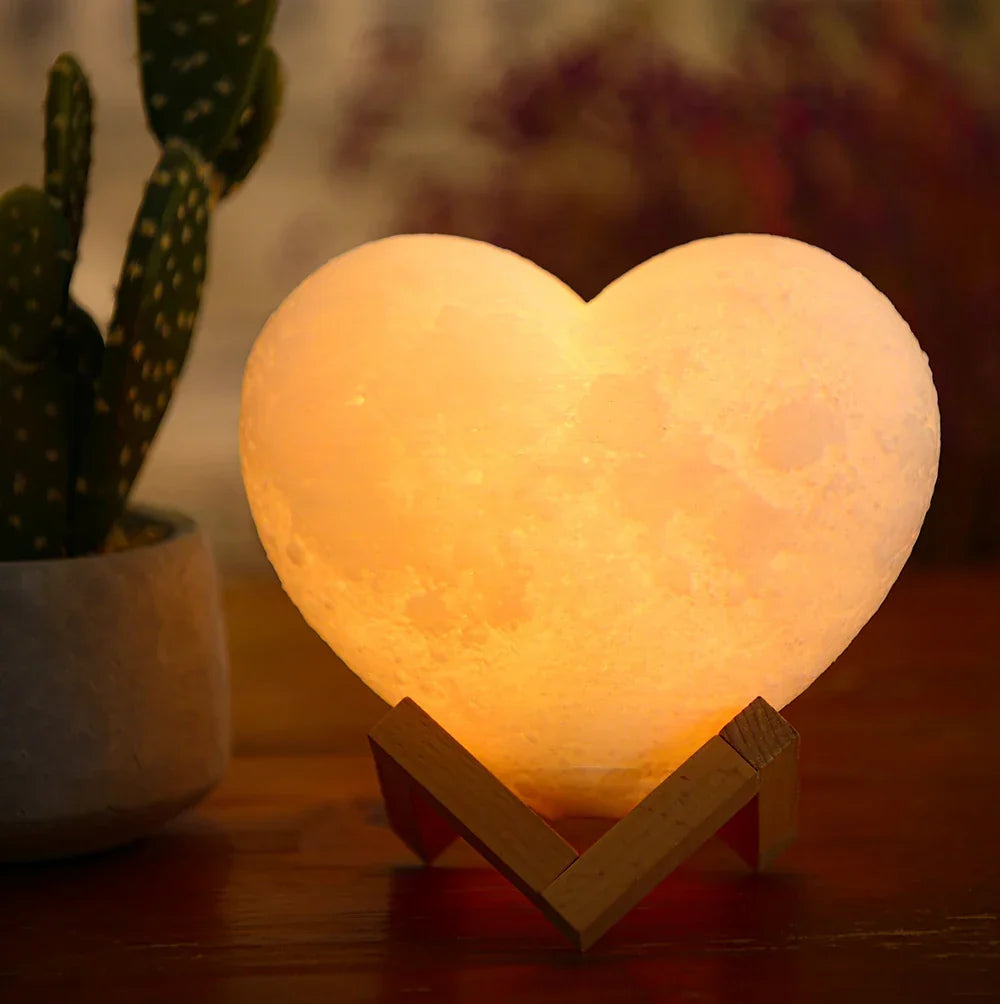 3D Moon Lamp Heart Shape Night Light USB Rechargeable Remote Controlled Romantic Decor Fall 2025 Gift