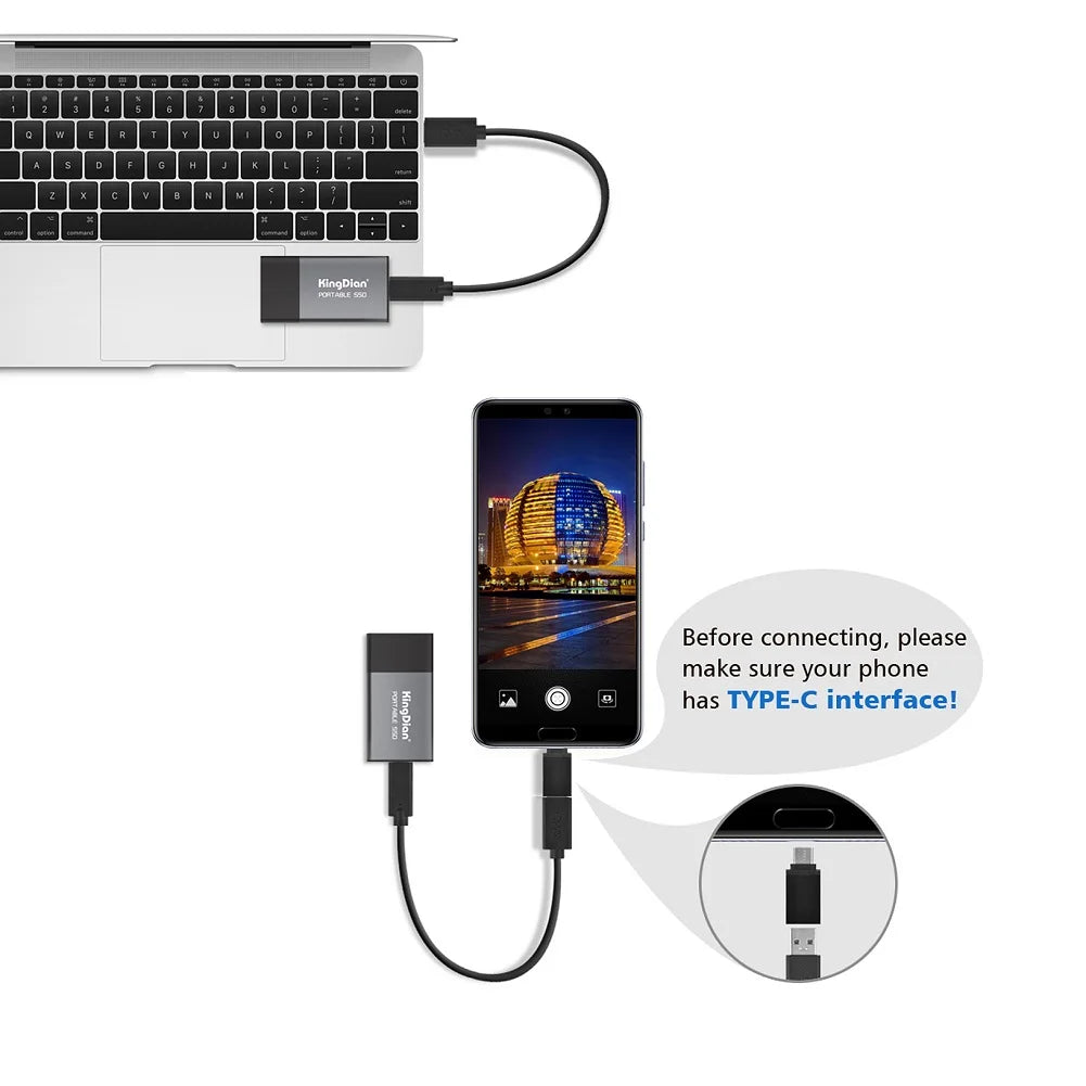 Portable SSD USB 3.0 Type C External Pocket Drive Fall 2025 Holiday Gift Fast Reliable Backup For Business Travel