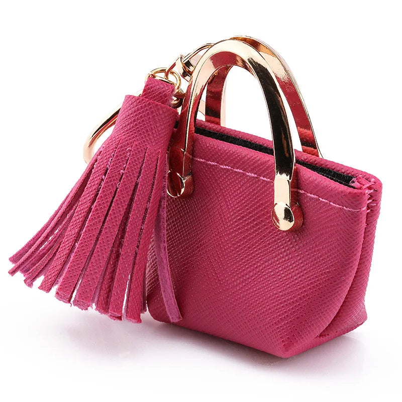 1+1 Free Birkin Inspired Mini Hand Bag - PU Leather Coin Bag Charm Keychain