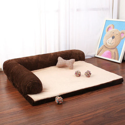 Dog Bed Coral Fleece L Shaped Sofa Bed Fall 2025 Waterproof Bolster Cushion Machine Washable Cozy Support