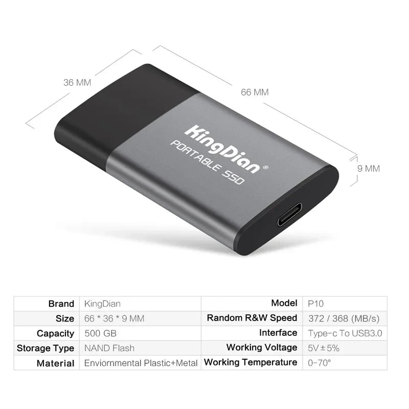 Portable SSD USB 3.0 Type C External Pocket Drive Fall 2025 Holiday Gift Fast Reliable Backup For Business Travel