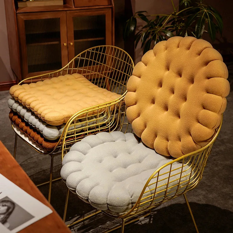 Seat Cushion Biscuit Plush Pillow Cozy Home Decor Fall 2025 Decorative Chair Car Pad Comfort Gift