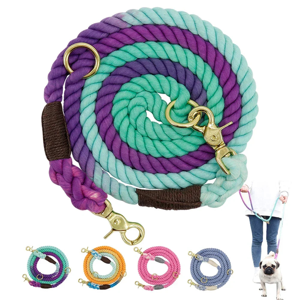 Dog Leash Rope Nylon Heavy Duty Walking Lead Hiking Training Fall 2025 Comfortable Leather Wrapped Grip