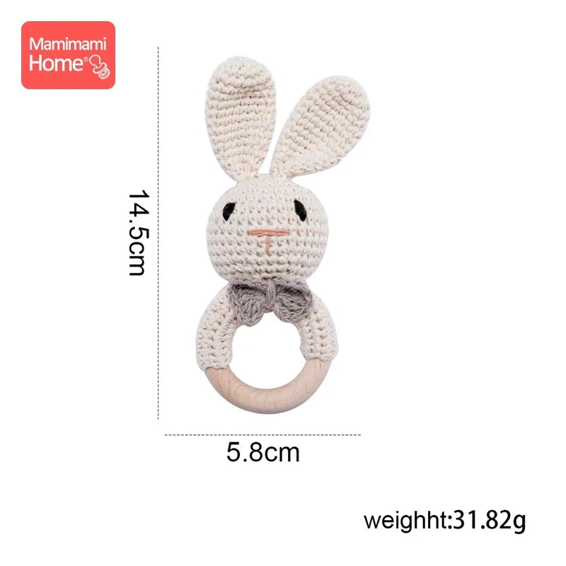 Variant image for Wooden Crochet Baby Teether Rattle Toy, BPA-Free Infant Teething Toy for Newborns, Safe and Engaging Multi-Functional Design-1