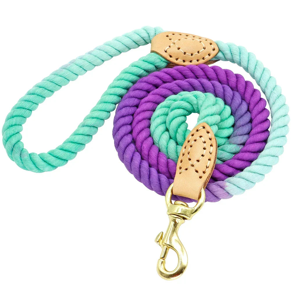 Dog Leash Rope Nylon Heavy Duty Walking Lead Hiking Training Fall 2025 Comfortable Leather Wrapped Grip