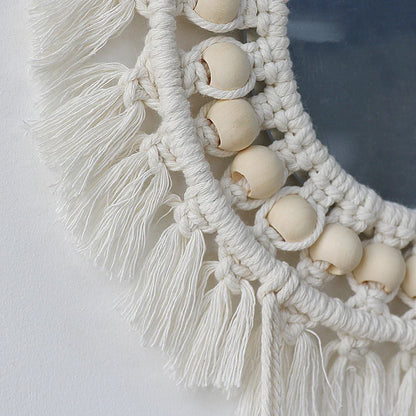 Macrame Mirror Set Cotton Fringe Boho Wall Hanging Mirrors Fall 2025 Cozy Nursery Home Decor Gift