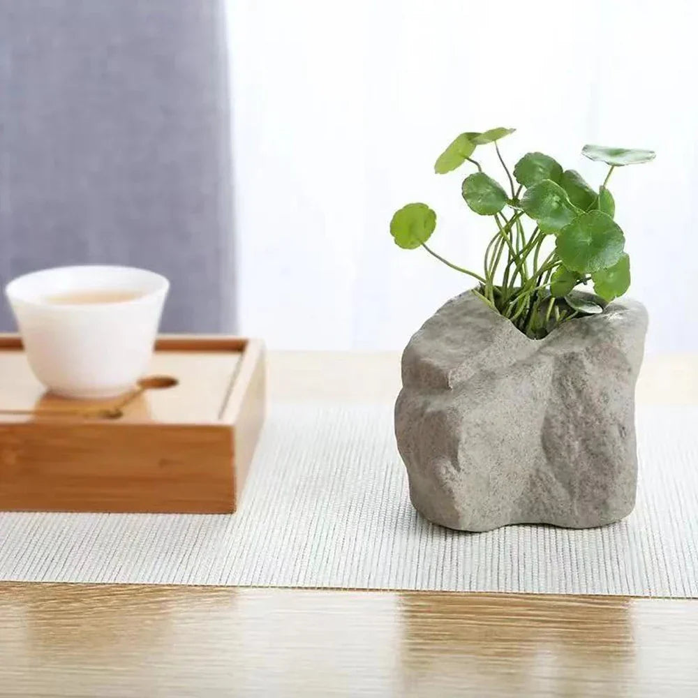 Ceramic Vase Stone Texture Tabletop Sculpture Vase Home Decor Fall 2025 Wedding Centerpiece Rustic Gift