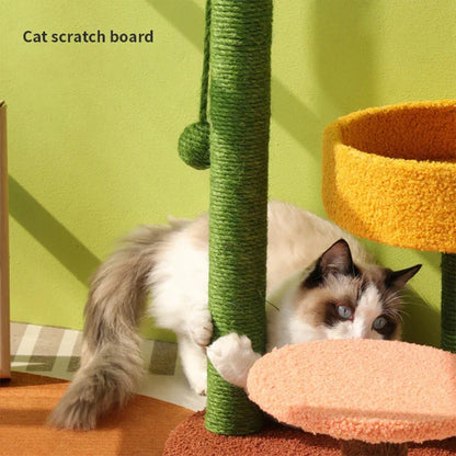 Cat Tree Cactus Style Sisal Tower Three Tier Scratching Post Cat Condo Fall 2025 Cozy Perches Gift