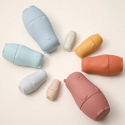 Silicone Stacking Toy Nesting Bear Matryoshka Set Holiday Gift 2025 BPA Free Educational Toy