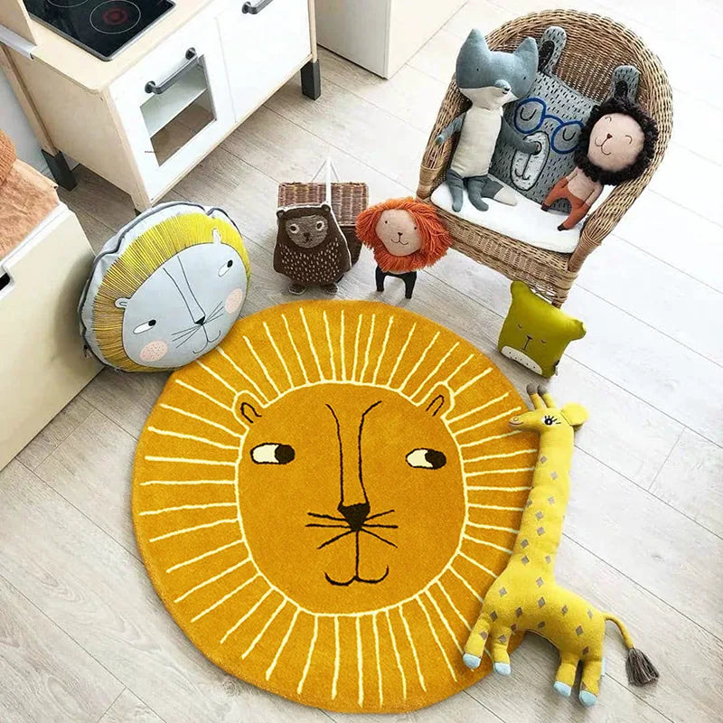 Kids Play Mat Thickened Round Cartoon Owl Panda Nordic Rug Back To School 2025 Cushioned Crawling Mat