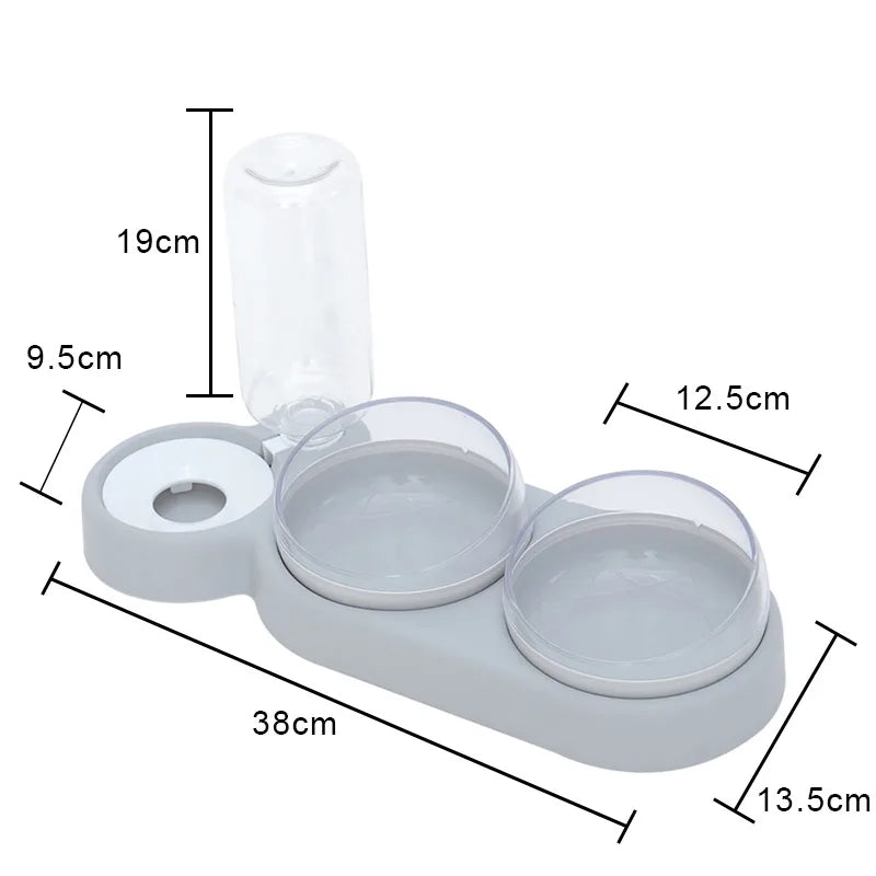 Raised Pet Feeding Station Tilted 3-Bowl Design With 500ML Water Bottle Fall 2025 Ergonomic Spine Protection
