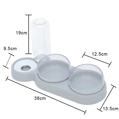Raised Pet Feeding Station Tilted 3-Bowl Design With 500ML Water Bottle Fall 2025 Ergonomic Spine Protection
