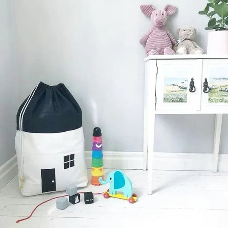 Toy Storage Bag Kids Drawstring Organizer Storage Container Back To School 2025 Portable Clean Up Solution