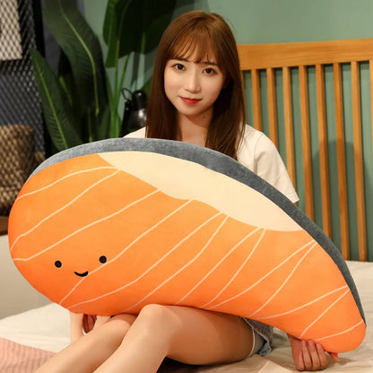 Salmon Plush Pillow Realistic Food Cushion Cozy Gift