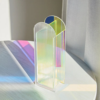 Acrylic Vase M Size Geometric Tabletop Vase Fall 2025 Rainbow Sunlight Reflection Desktop Home Decor Gift