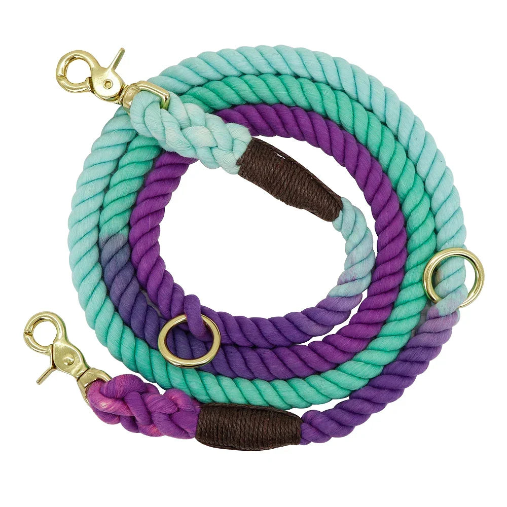 Dog Leash Rope Nylon Heavy Duty Walking Lead Hiking Training Fall 2025 Comfortable Leather Wrapped Grip