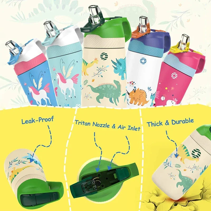 Kids Water Bottle 350ml Vacuum Insulated Thermos Healthy Straw BPA Free Back to School 2025 Hot Cold 24H