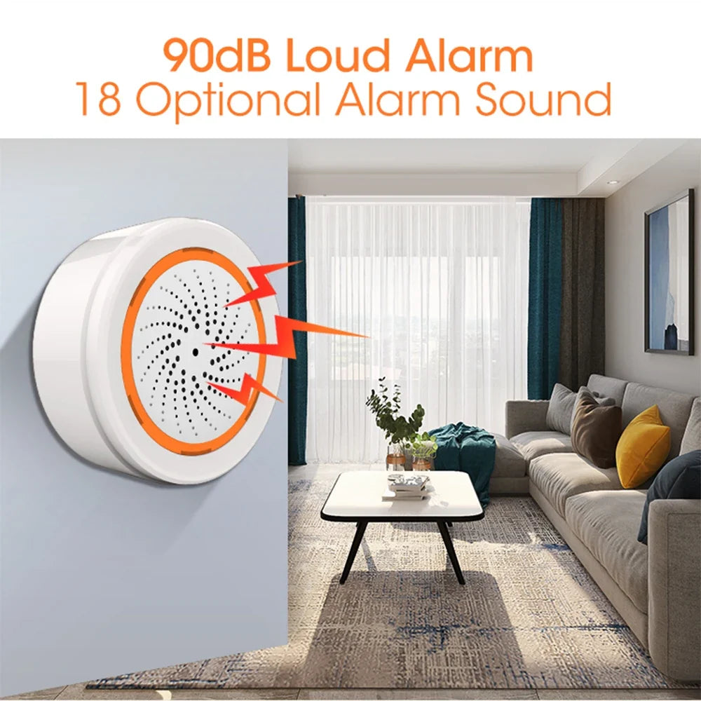 Tuya Zigbee Smart Siren Alarm with Strobe Alerts USB Power Supply for Home Security