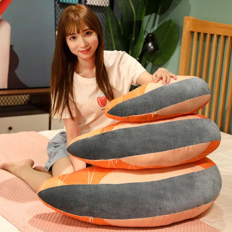 Salmon Plush Pillow Realistic Food Cushion Cozy Gift