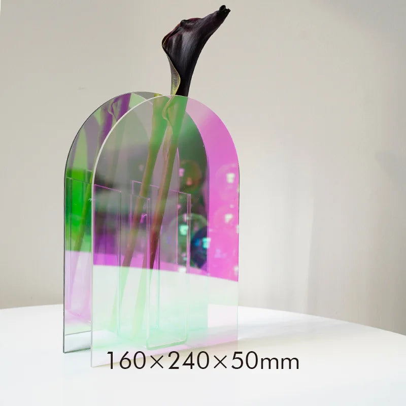 Acrylic Vase M Size Geometric Tabletop Vase Fall 2025 Rainbow Sunlight Reflection Desktop Home Decor Gift