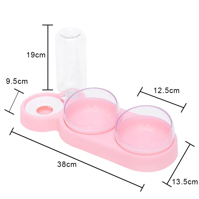 Raised Pet Feeding Station Tilted 3-Bowl Design With 500ML Water Bottle Fall 2025 Ergonomic Spine Protection