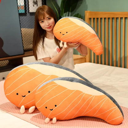 Salmon Plush Pillow Realistic Food Cushion Cozy Gift