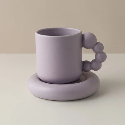 Ceramic Coffee Mug Lavender Porcelain Cup With Tray Nordic Handmade Home Decor Fall 2025 Gift