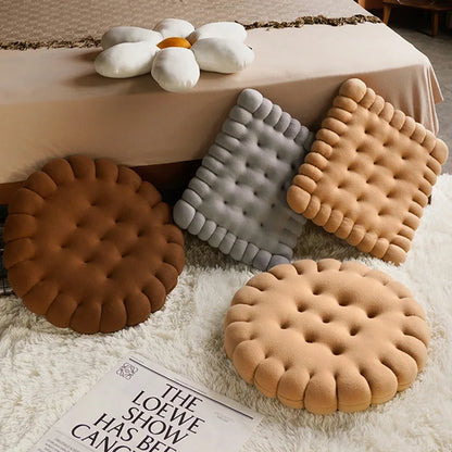 Seat Cushion Biscuit Plush Pillow Cozy Home Decor Fall 2025 Decorative Chair Car Pad Comfort Gift