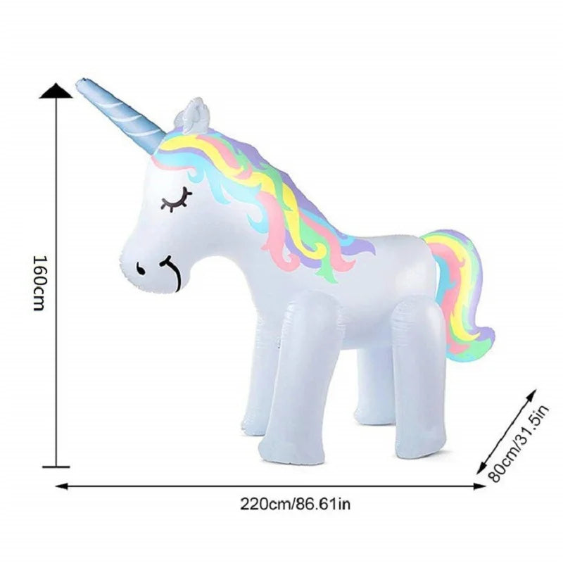 Inflatable Unicorn PVC Giant Water Spray Pool Float Kids Summer 2025 Backyard Party Splash Toy