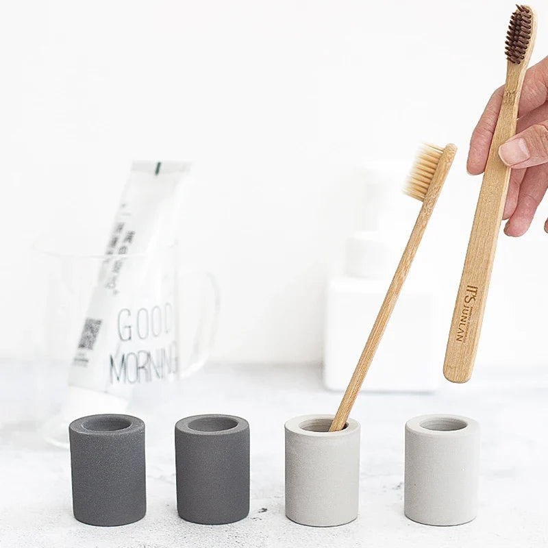 Portable Travel Toothbrush Holder Tool Set - Diatomaceous Earth, Moisture Absorption, Grey